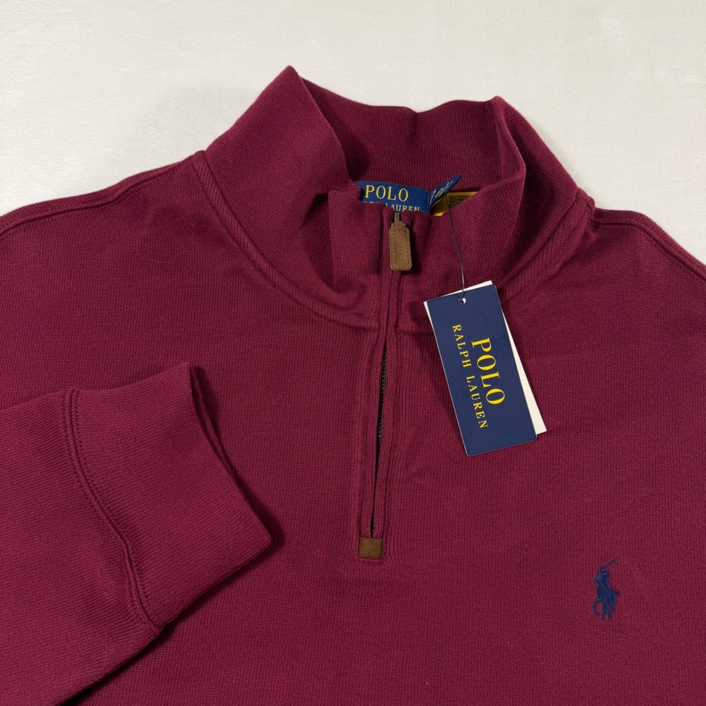 Polo Ralph Lauren Quarter Zip Pullover Mens XXL Wine Burgundy Core Preppy NWT